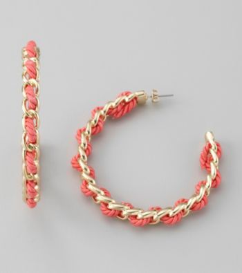 GUESS Coral Rope Goldtone Hoop Earrings