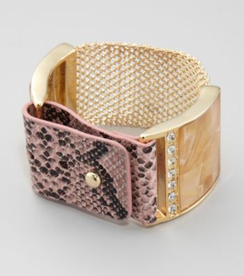 Guess Goldtone/Pink Snakeskin Bracelet