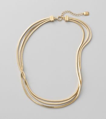 Lauren Ralph Lauren Three Row Square Matte 14K Gold Plated Snake Chain Necklace