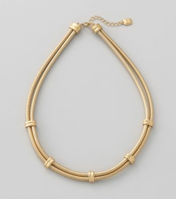 Lauren Ralph Lauren Two Row Matte 14K Gold Plated Chain Necklace