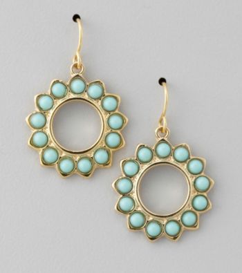 Lauren Ralph Lauren Turquoise/Gold Small Multi Bead Cluster Earrings