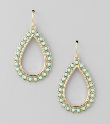 Lauren Ralph Lauren Turquoise 14K Gold Plated Teardrop Cabachon Earrings