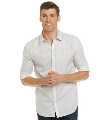 Calvin Klein Men's Outerspace Long Sleeve Double Weave Woven Shirt