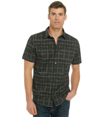 Calvin Klein Men's Short Sleeve Woven Windowpane Shirt