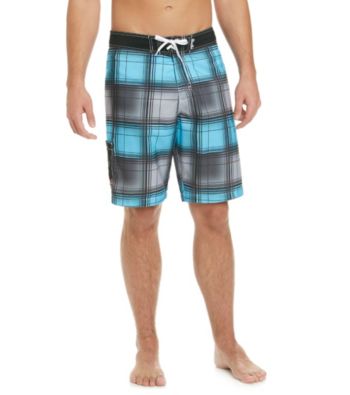 Mambo® Men's Black/Blue Plaid Side Pocket Board Short