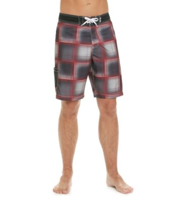Mambo® Men's Black/Red Plaid Side Pocket Board Short