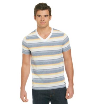 Mambo® Men's Breaker White Short Sleeve Stripe V-Neck Tee
