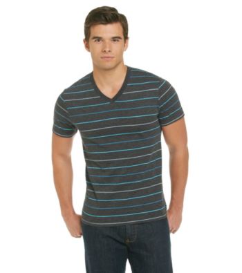 Mambo® Men's Alternate Stripe Blue Short Sleeve V-Neck Tee