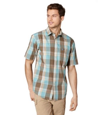 Bass® Men's Porcelain Short Sleeve Corded Poplin Plaid Woven