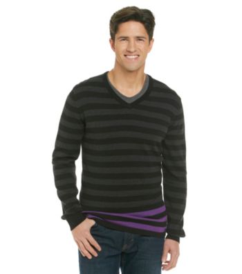 Calvin Klein Jeans® Men's Striped Crewneck Sweater with Color Pop