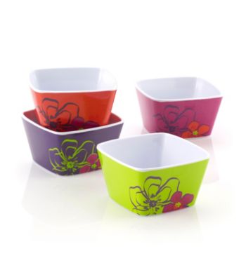LivingQuarters Samba Set of 4 Square Dip Bowls