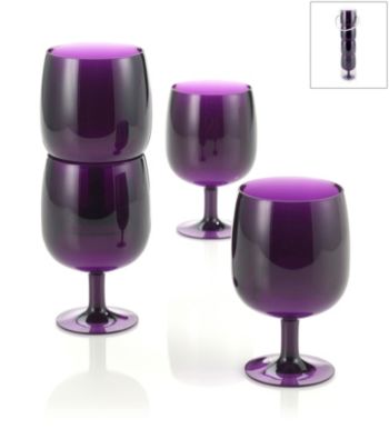 LivingQuarters Samba Purple 4-Piece Stackable Wine Glass Set