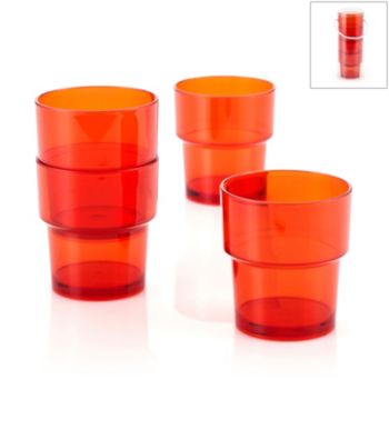 LivingQuarters Samba Orange 4-Piece Stackable Cup Set