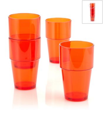 LivingQuarters Samba Orange 4-Piece Stackable High Ball Set