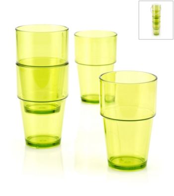 LivingQuarters Samba Lime 4-Piece Stackable High Ball Set