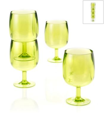 LivingQuarters Samba Lime 4-Piece Stackable Wine Glass Set