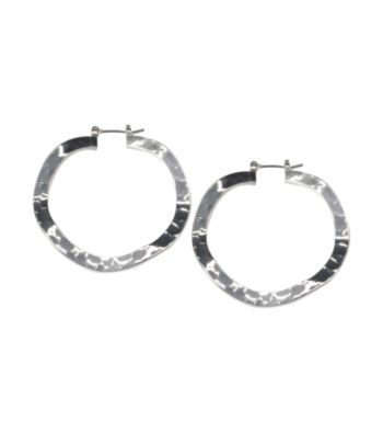 Cellini Silver Plate Flat Hamm Click Hoop Earrings