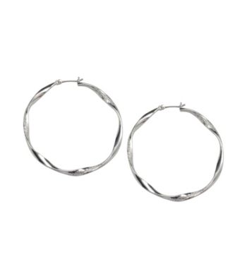 Cellini Textured Twist Medium Round Click Hoop Earrings