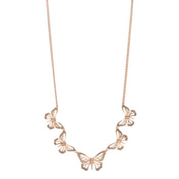 Fossil® Simulated Crystal Rose Goldtone Butterfly Link Collar Necklace