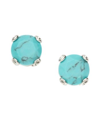 Fossil® Silvertone Reconstituted Turquoise Stud Earrings