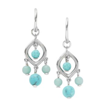 Fossil® Silvertone & Turquoise Chandelier Earrings