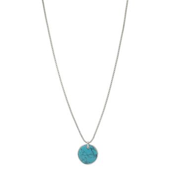 Fossil® Silvertone & Turquoise Disk Pendant Necklace