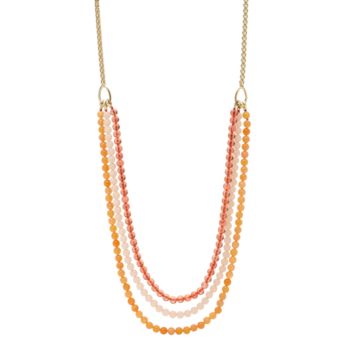 Fossil® Coral & Goldtone Multi Strand Drama Necklace