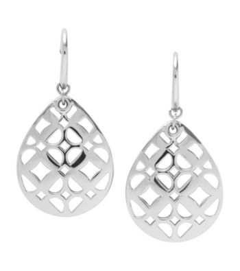 Fossil® Silvertone Iconic Signature Tear Drop Earrings