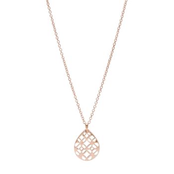 Fossil® Rose Goldtone Iconic Signature Tear Drop Pendant Necklace