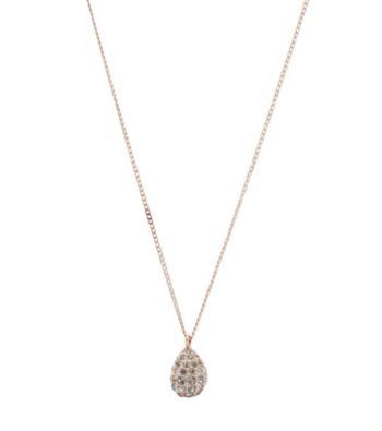 Fossil® Rose Goldtone Polished Steel Grey Simulated Crystal Pave Teardrop Pendant