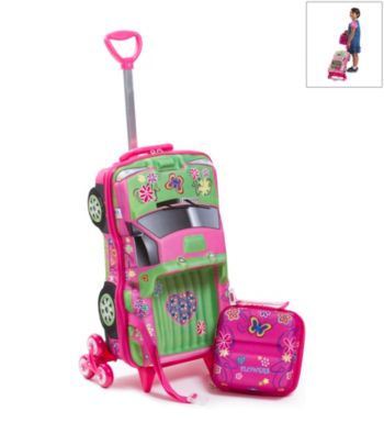 MaxToy Pink Flowers Pick-Up Truck 3D Roller BackPack Set