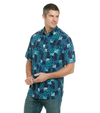 Paradise Collection® Men's Short Sleeve Aztec Print Silk Woven