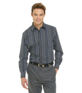 Kenneth Roberts Platinum® Men's Hazy Grey Royal Rope Stripe Long Sleeve Woven