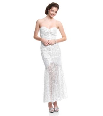 Jump® Juniors' White Sequin Mermaid Gown