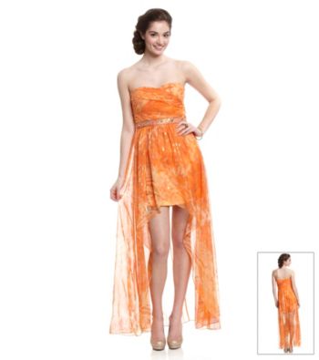 Jump® Juniors' Foil Print Chiffon High-Low Gown