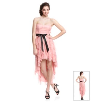 Teeze Me Juniors' Strapless Hi-Low Petal Dress