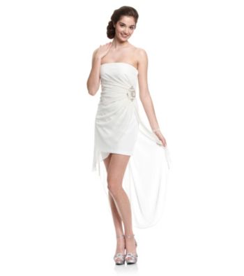 Teeze Me Juniors' Strapless Hi-Low Applique Dress