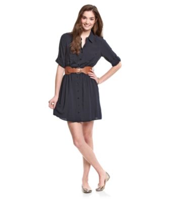 A. Byer Juniors' Belted Shirt Dress