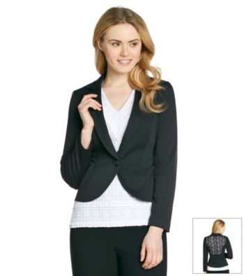 AGB® Solid Crochet Back Jacket