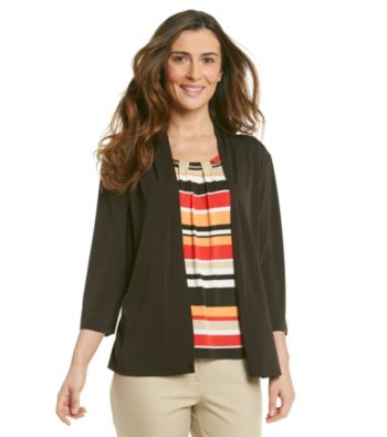 Alfred Dunner® Crewneck Layered-Look Cardigan Top