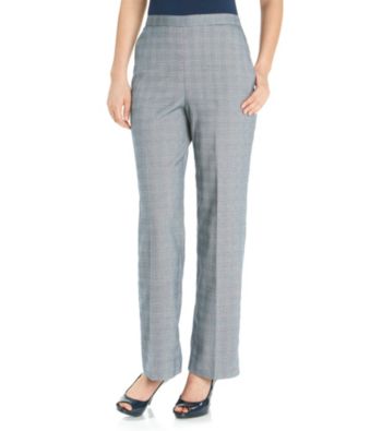 Alfred Dunner® Straight Leg Plaid Pant Stretch Waistband