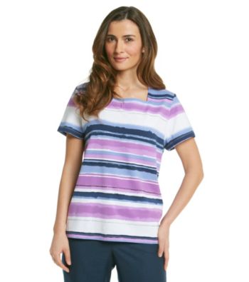 Alfred Dunner® Squareneck Stripe Tee