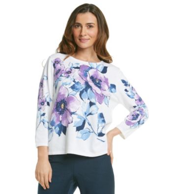 Alfred Dunner® Crewneck Floral Beaded Sweater