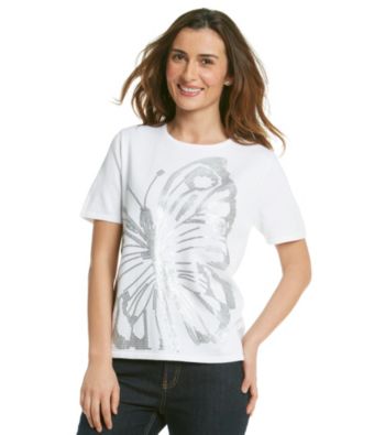 Alfred Dunner® Crewneck Shine Butterfly Tee