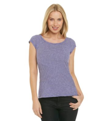 DKNY JEANS® Striped Pieced Scoopneck Top