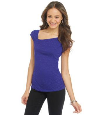 DKNY JEANS® Asymmetrical V-neck Tee