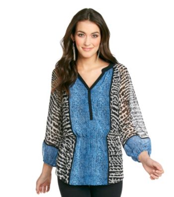 Calvin Klein Print Peasant Top