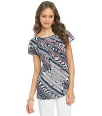 Anne Klein® Bias Stripe Print Blouse