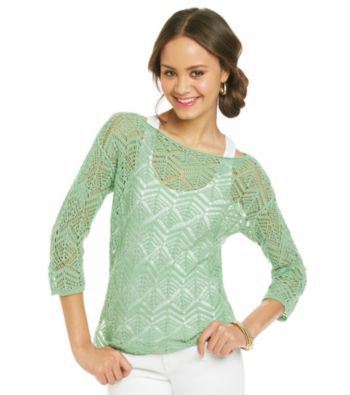 Jeanne Pierre® Boatneck Open-Stitch Sweater
