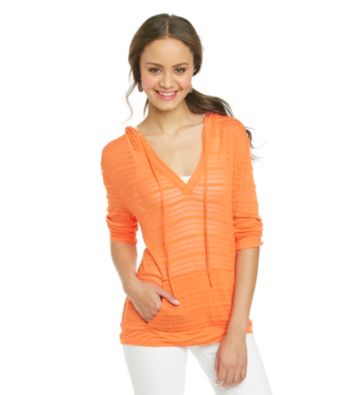 Cupio Hooded V-neck Burnout Knit